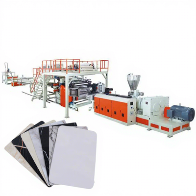 Buy PVC Marble UV Board Extrusion Line With High Torque Twin Screw Extruder Integrated UV Coating Unit online manufacture